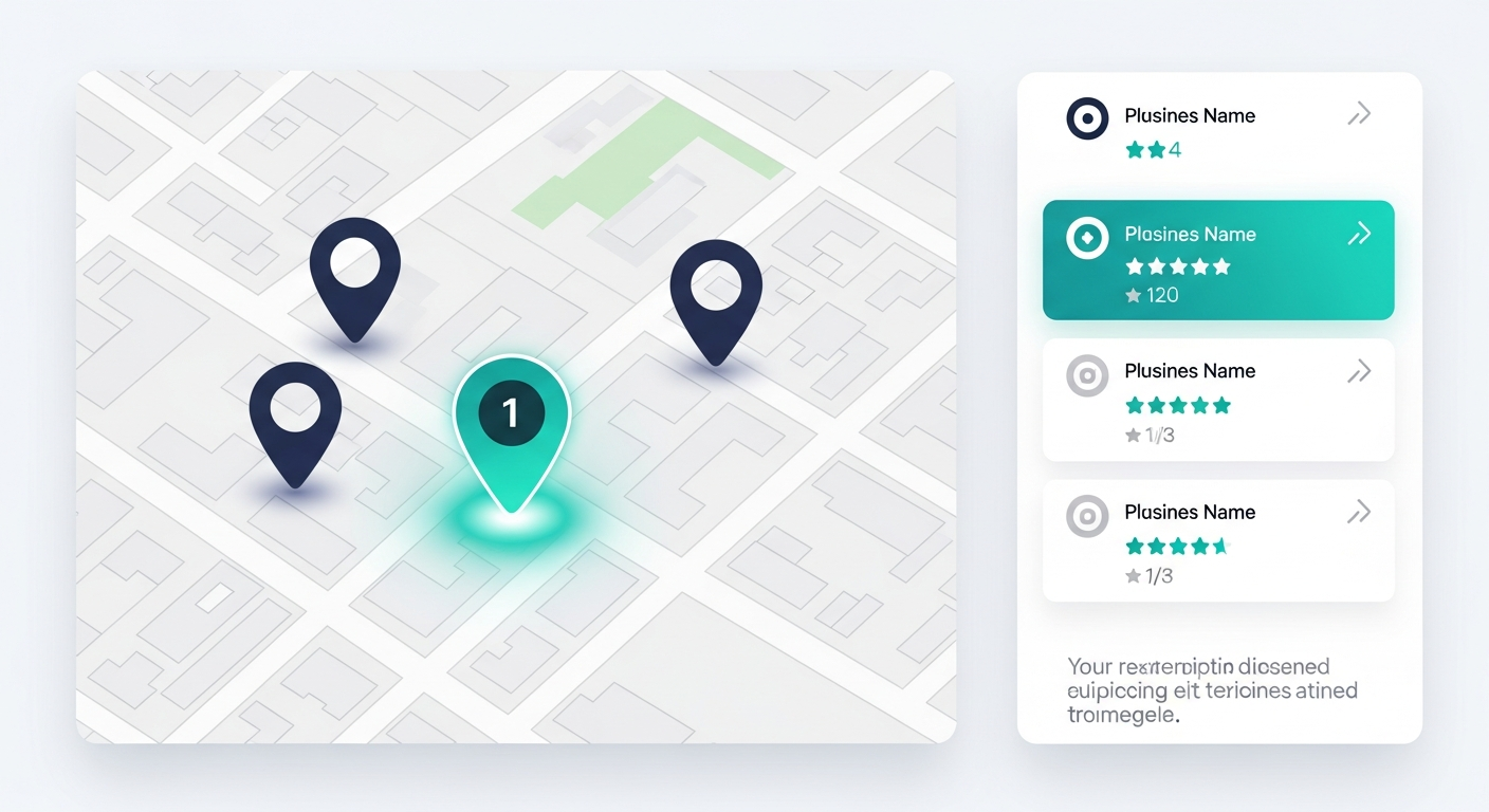 Google Maps 3-Pack local search results with a top-ranked business pin highlighted