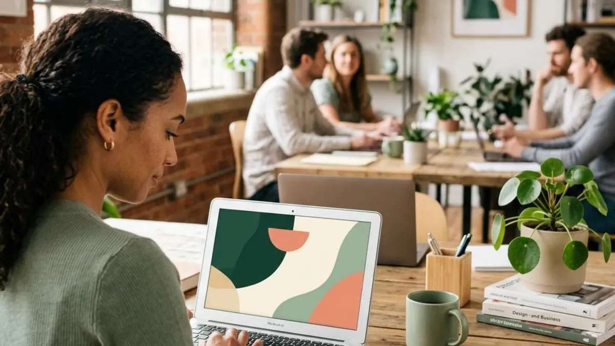 Laptop and smartphone displaying matching clean website layouts in a bright workspace